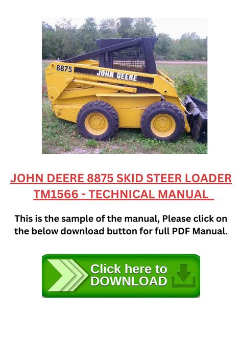 john deere 8875 skid steer manual|john deere 8875 technical manual.